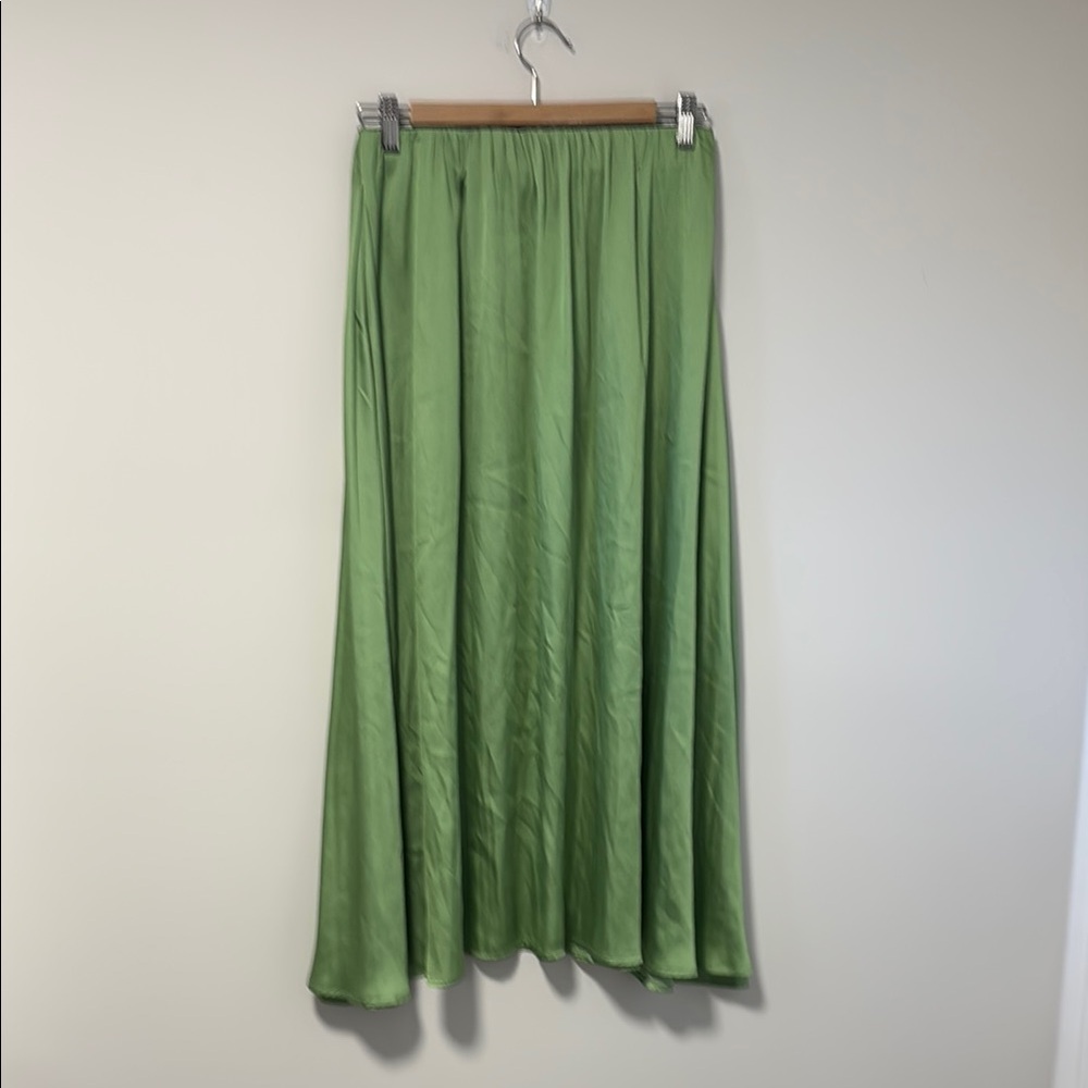 NWT Anthropologie Green Satiny Skirt